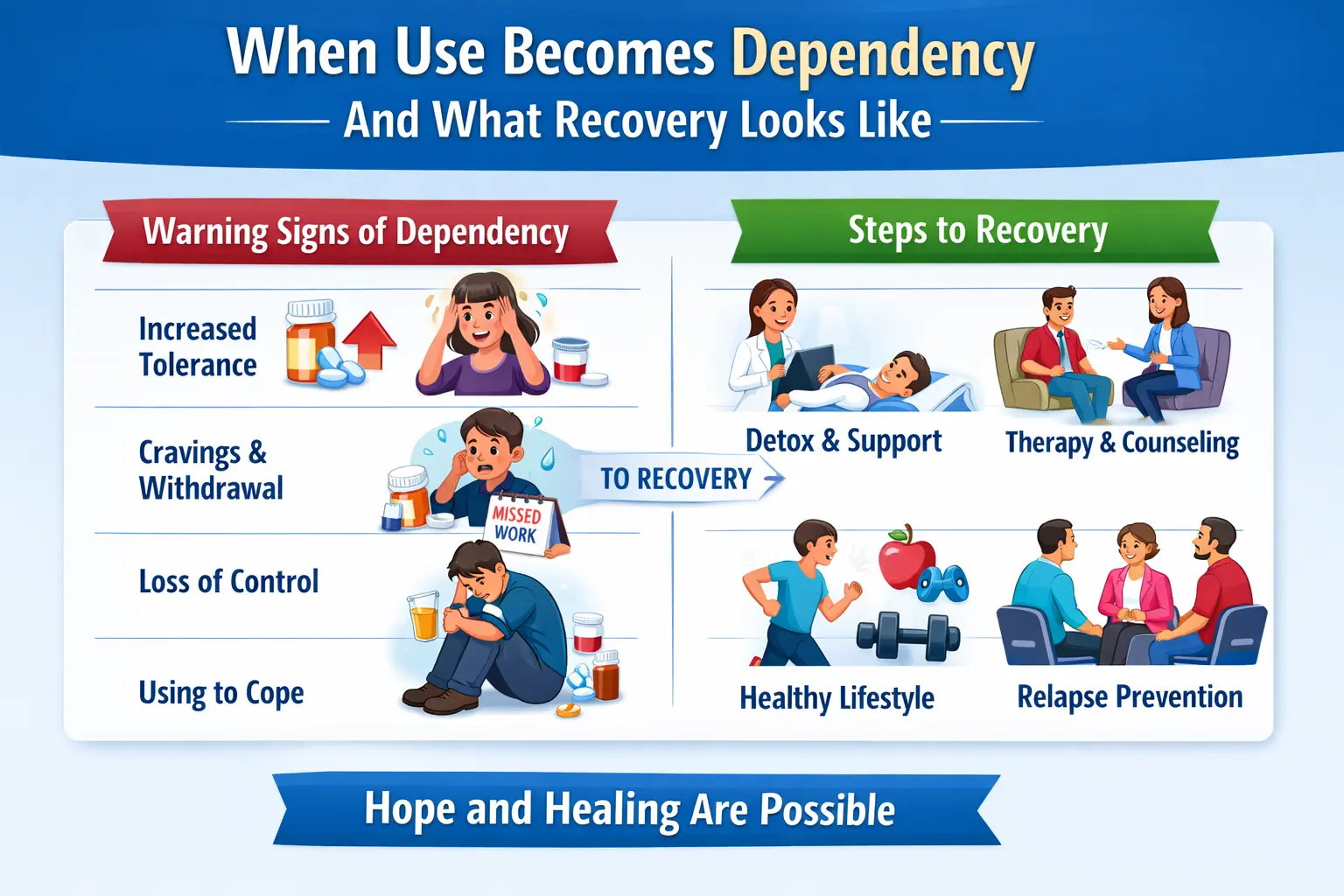 Person recovering from diazepam dependency with support and medical guidance
